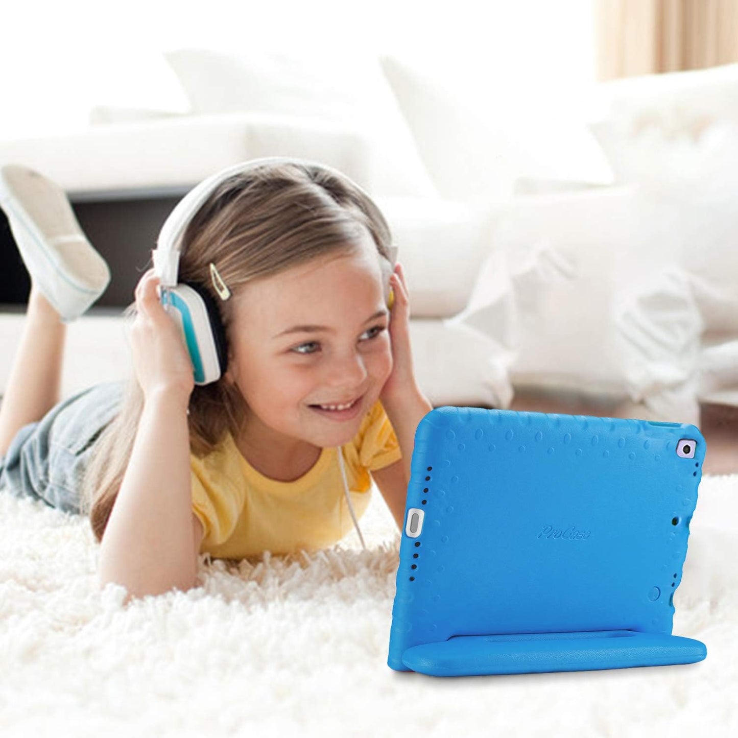 Children's Protective Case for iPad 9th Generation, iPad 8, iPad 7, iPad 10.2 (2021, 2020, 2019), iPad Air 10.5, and iPad Pro 10.5 - Shockproof Lightweight Design with Convertible Handle - Blue