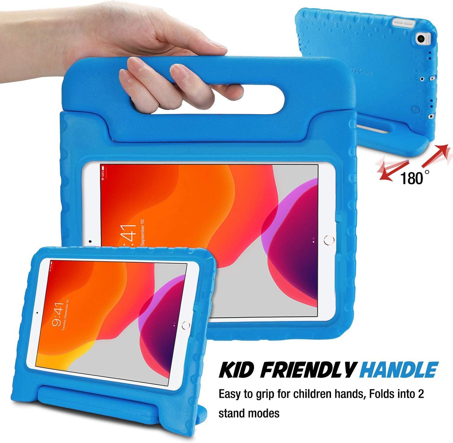 Children's Protective Case for iPad 9th Generation, iPad 8, iPad 7, iPad 10.2 (2021, 2020, 2019), iPad Air 10.5, and iPad Pro 10.5 - Shockproof Lightweight Design with Convertible Handle - Blue