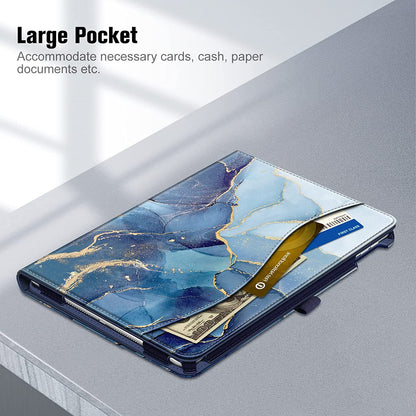 iPad 9th/8th/7th Generation (2021/2020/2019) 10.2 Inch Case - Multi-Angle Viewing Stand Cover with Corner Protection, Pocket & Pencil Holder, Auto Sleep/Wake Feature, Ocean Marble Design