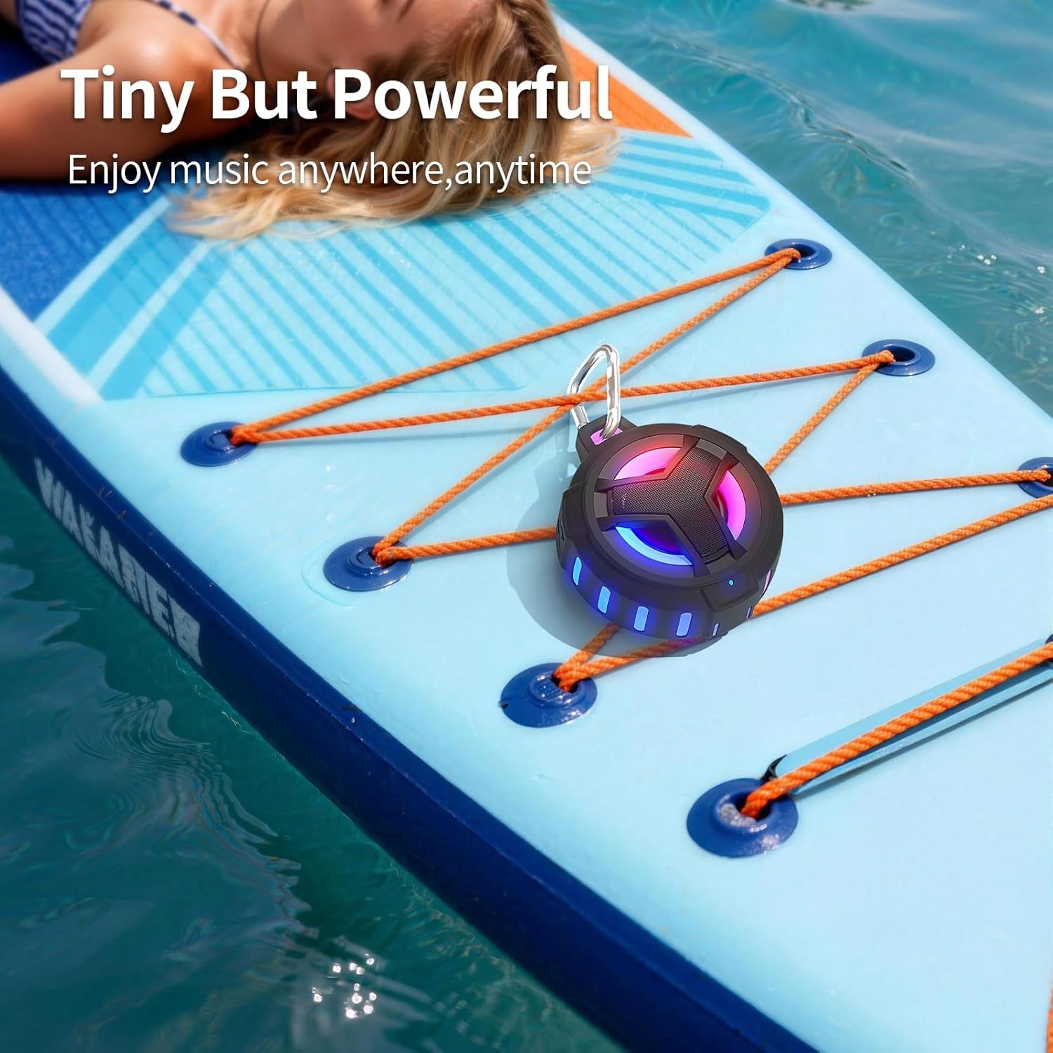 Bluetooth Shower Speaker - Portable IP67 Waterproof Wireless Speaker with LED Light, Floating Design, 2000mAh Battery, True Wireless Stereo for Kayaking and Beach Use, Unisex Gift - Black