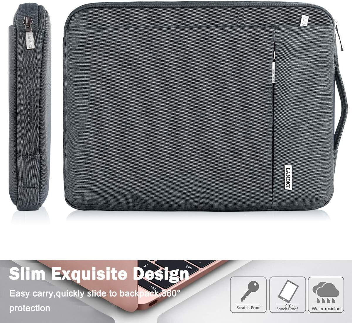 360° Protective Laptop Sleeve for 11.6-Inch Devices, Compatible with Surface Pro 7/8/9, Laptop Go 2/3, MacBook Air 11, and 11-12 Inch Chromebooks, Slim, Shockproof, Waterproof, Grey