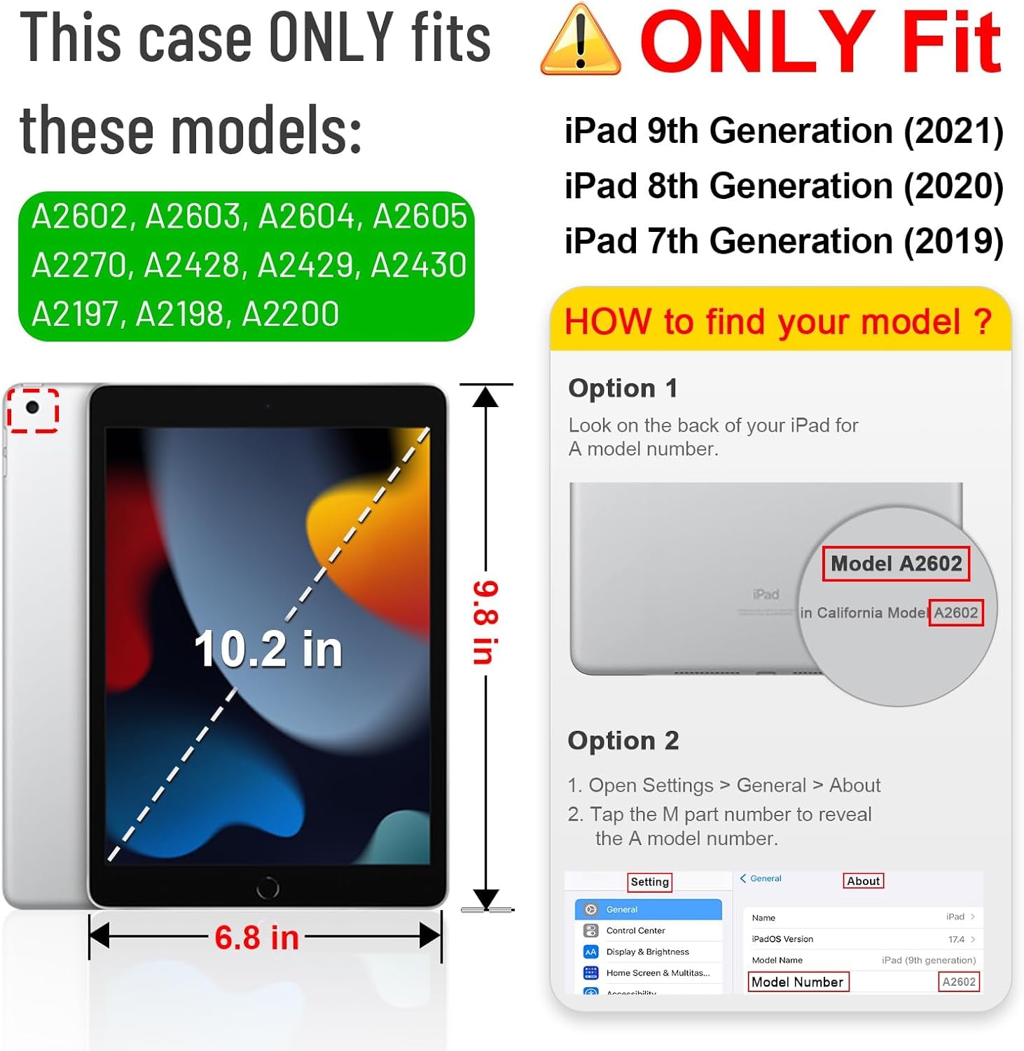 iPad 9th/8th/7th Generation (2021/2020/2019) 10.2 Inch Case - Multi-Angle Viewing Stand Cover with Corner Protection, Pocket & Pencil Holder, Auto Sleep/Wake Feature, Ocean Marble Design