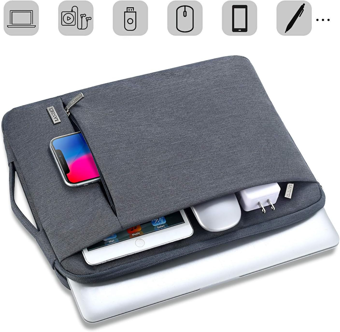 360° Protective Laptop Sleeve for 11.6-Inch Devices, Compatible with Surface Pro 7/8/9, Laptop Go 2/3, MacBook Air 11, and 11-12 Inch Chromebooks, Slim, Shockproof, Waterproof, Grey
