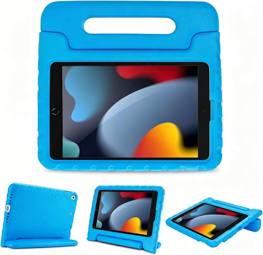 Children's Protective Case for iPad 9th Generation, iPad 8, iPad 7, iPad 10.2 (2021, 2020, 2019), iPad Air 10.5, and iPad Pro 10.5 - Shockproof Lightweight Design with Convertible Handle - Blue