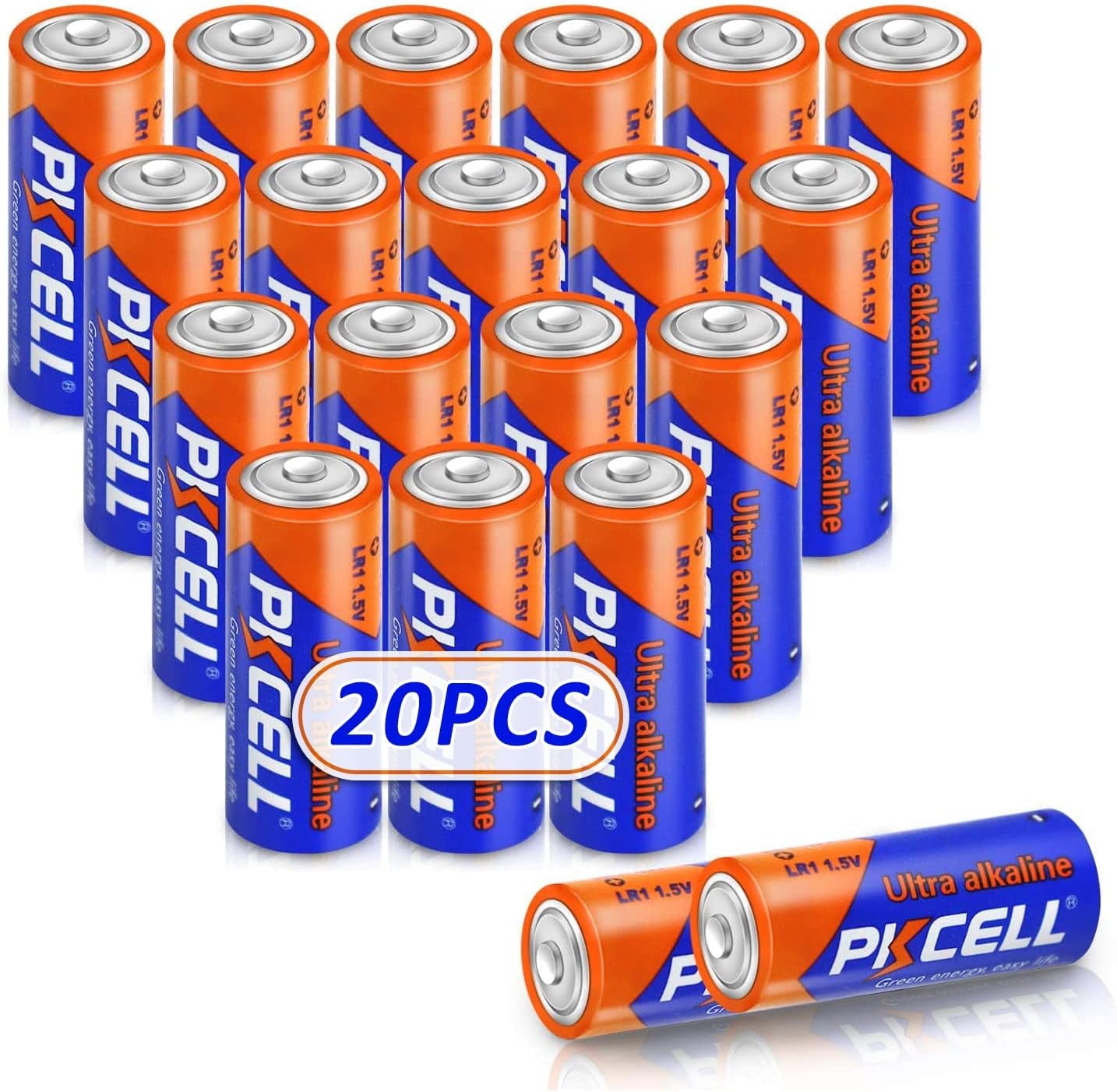 N Size 1.5V Alkaline Batteries, 20-Pack MN9100/E90/LR1 Ultra Long-Lasting Medical Batteries for Devices, GPS Trackers, Flashlights, Key Fobs - 10-Year Shelf Life