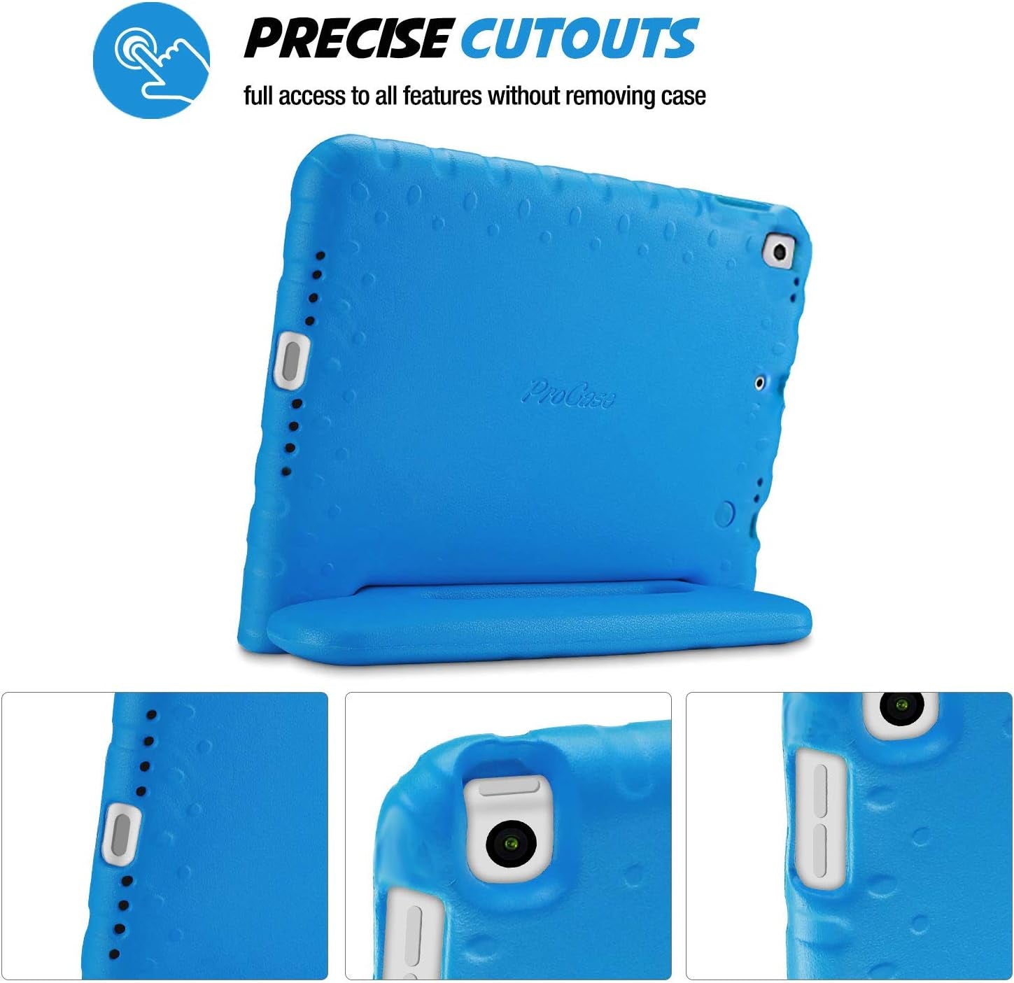 Children's Protective Case for iPad 9th Generation, iPad 8, iPad 7, iPad 10.2 (2021, 2020, 2019), iPad Air 10.5, and iPad Pro 10.5 - Shockproof Lightweight Design with Convertible Handle - Blue