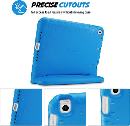 Children's Protective Case for iPad 9th Generation, iPad 8, iPad 7, iPad 10.2 (2021, 2020, 2019), iPad Air 10.5, and iPad Pro 10.5 - Shockproof Lightweight Design with Convertible Handle - Blue